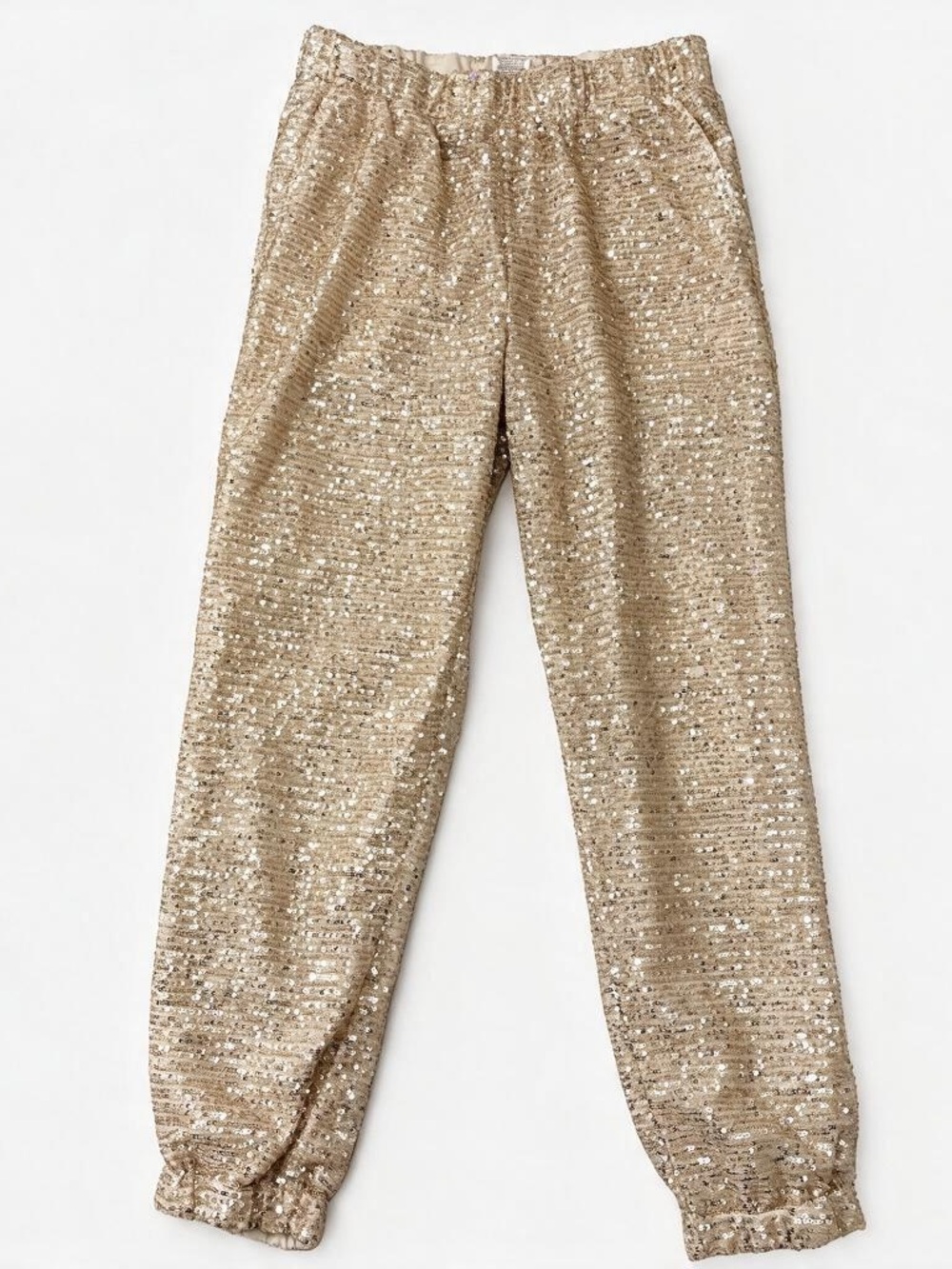 Serra Women’s Sz Small Sequin Gold Pants - Elastic Waist